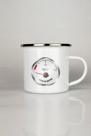 Fuck-o-meter kaffemugg. När orken tryter och du inte har några fucks kvar att ge