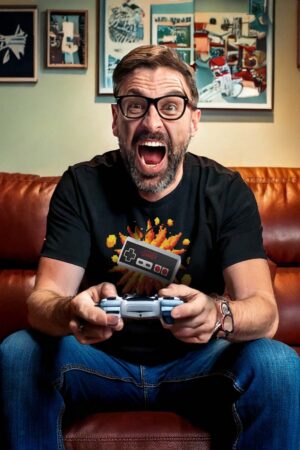 Oldschool Gamer - T-shirt med humor från HeyMerch!