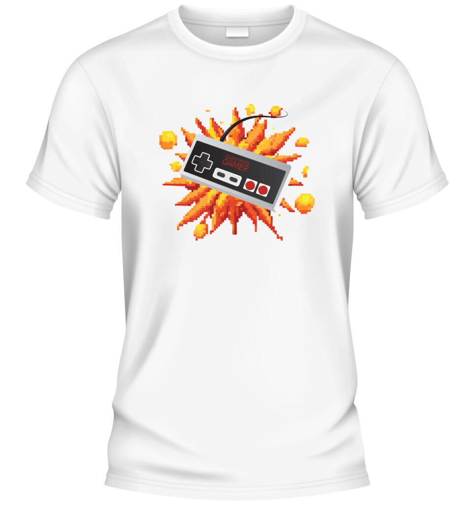 Oldschool Gamer - T-shirt med humor från HeyMerch - T-shirt i vitt