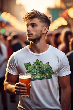 Social Vegan - I avoid Meet - T-shirt med humor från HeyMerch!
