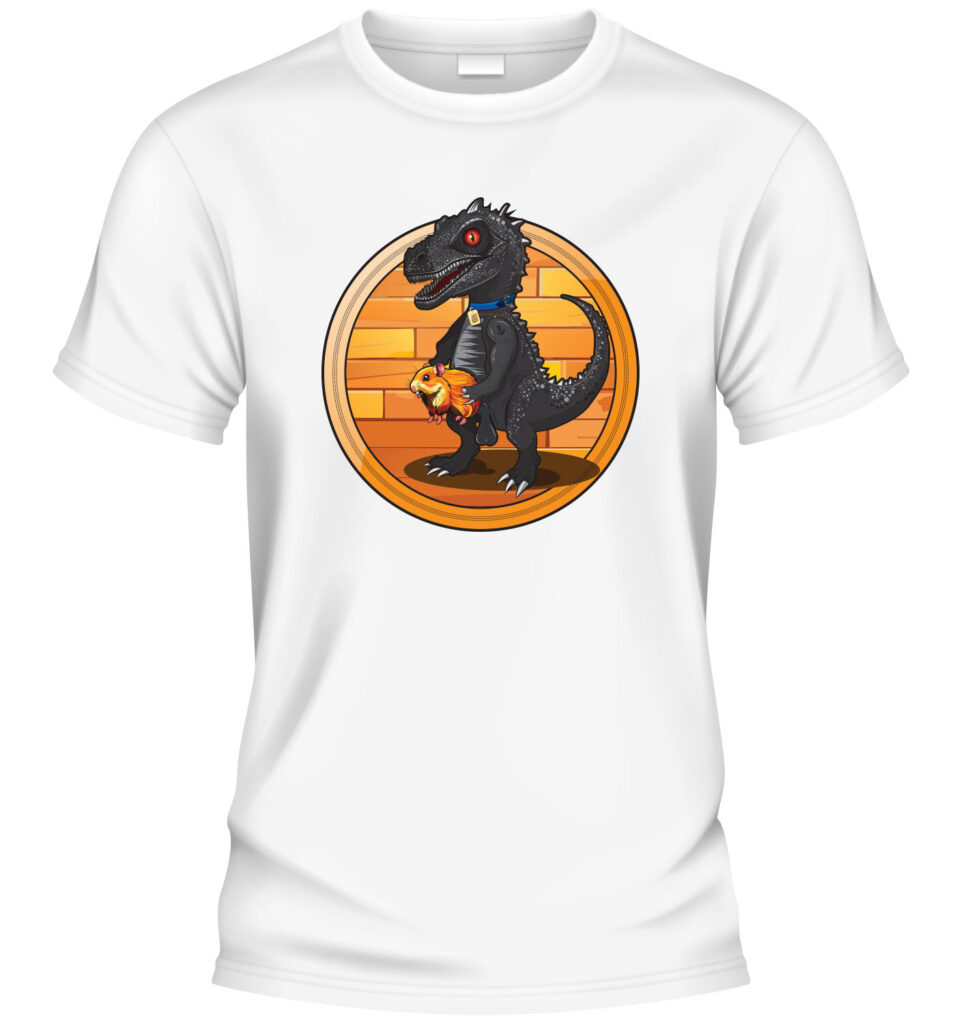Godzilla och guldhamstern - T-shirt med inspiration från Västgötapodden - Vit t-shirt