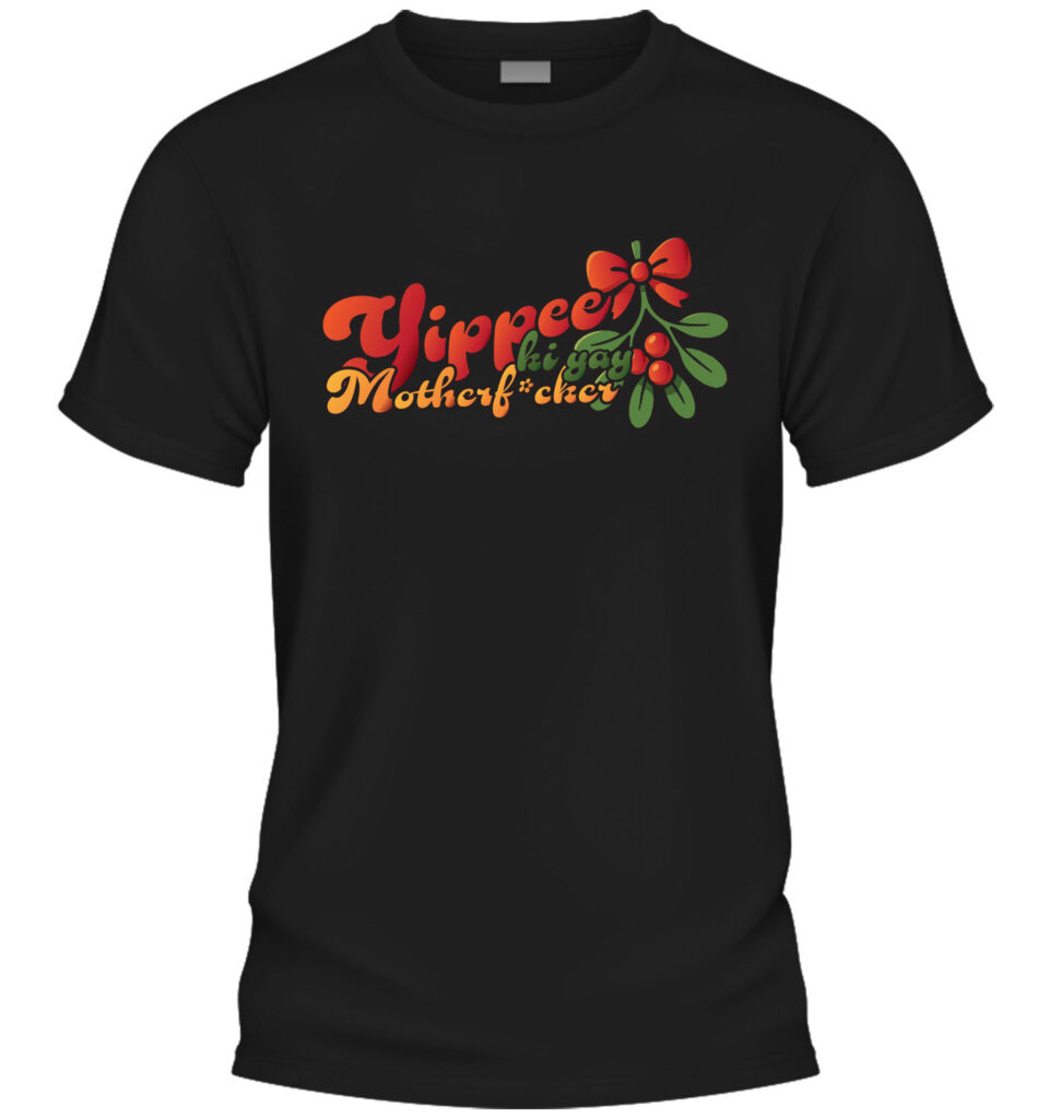 Yippee Ki yay motherfucker! Med referenser till Die hard (som faktiskt är en julfilm!) - T-shirt i svart med tryck