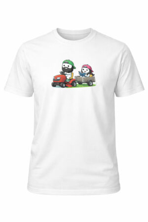 Bob & Ella klipper gräs. T-shirt i vitt med tryck