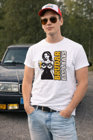 Brudar bas och bärs t-shirt i vitt