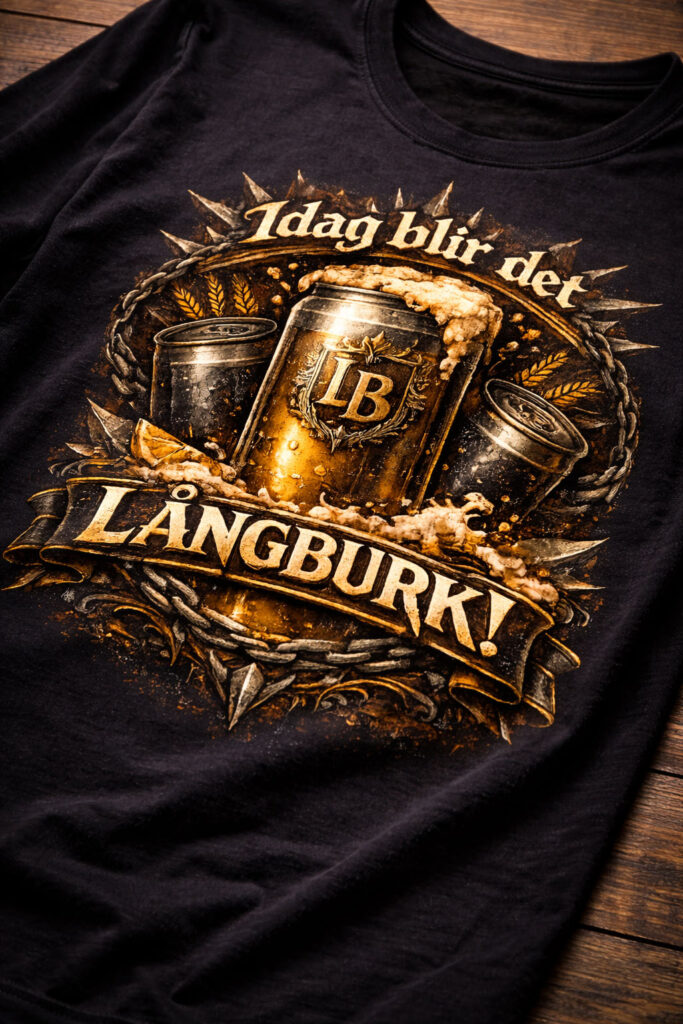 En t-shirt perfekt för öldrickaren! En riktigt rough t-shirt med trycket "Idag blir det långburk!".